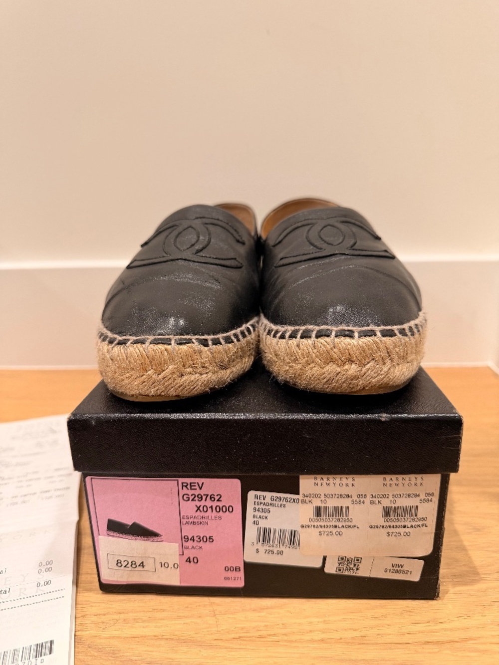 Chanel Espadrilles Black Lambskin Cap Toe CC Logo EU 40